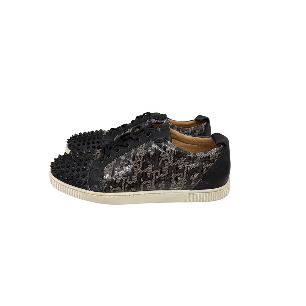 Christian Louboutin Shoes Black Spike Studded Leather Sneakers Men's 12